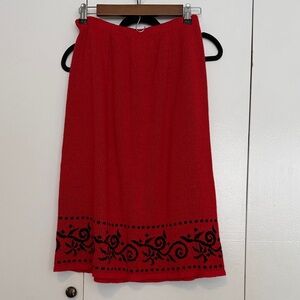 Elegant Red knit skirt with Black Detailing